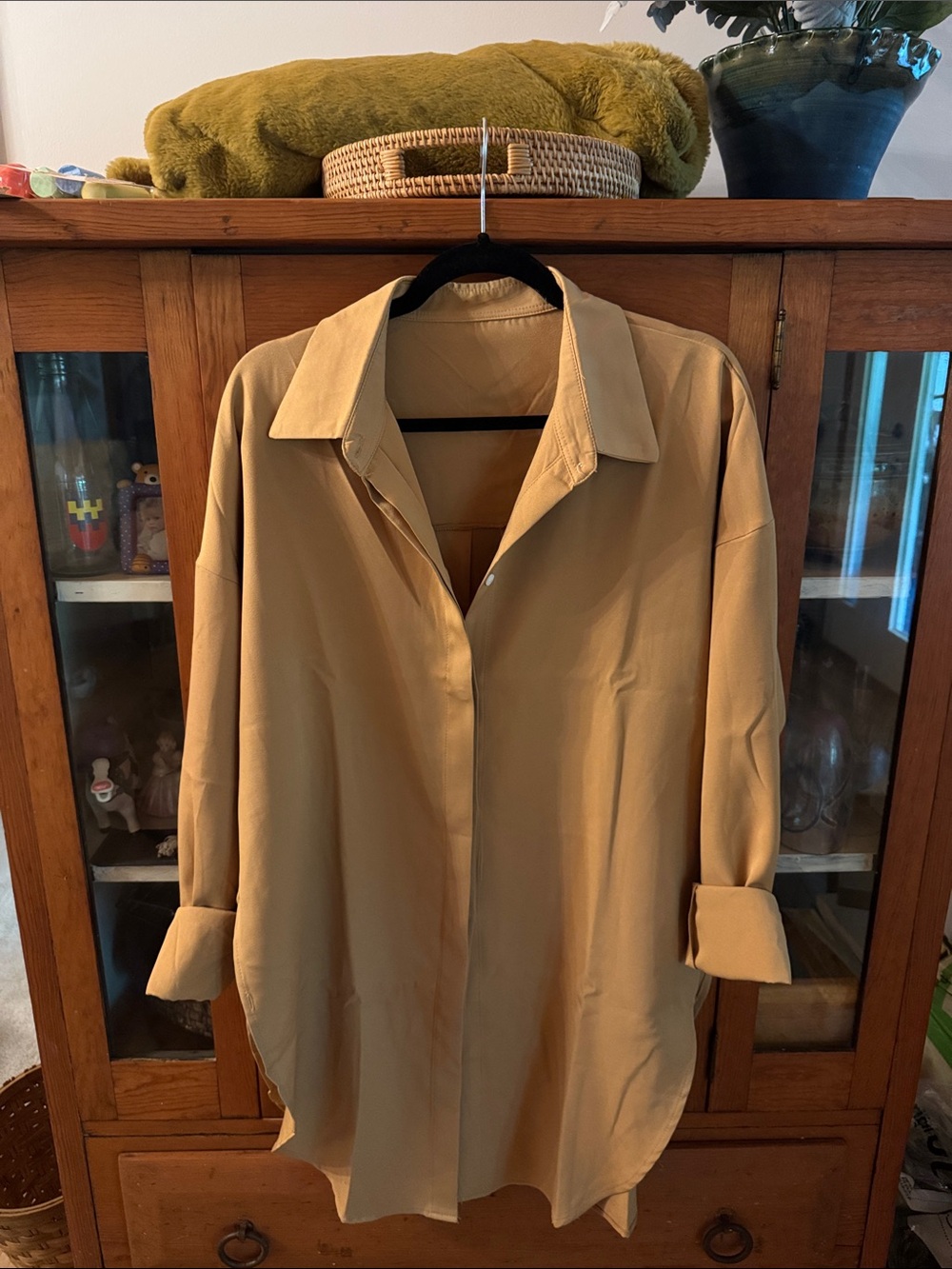 Women's Classic Button-Front Shirt - Camel 2X
